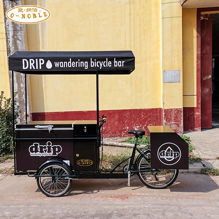 欧纳伯倒骑驴人力三轮车商用冰淇淋冷饮外卖车街景摆摊小吃售卖车