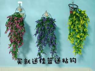 饰品 仿真植物藤蔓新款 薰衣草吊兰壁挂花墙壁花客厅卧室墙面吊篮装