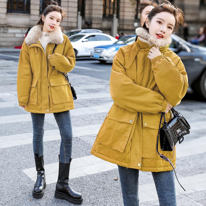 韩版收腰外套女2024秋冬季新款加厚牛仔棉衣中长款百搭休闲派克服