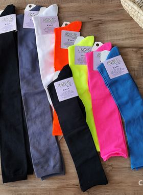 caras韩国速干袜子女长筒春夏季薄款及膝过膝高弹荧光洋气潮黑色