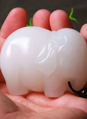 新疆白玉大象手把件小摆件