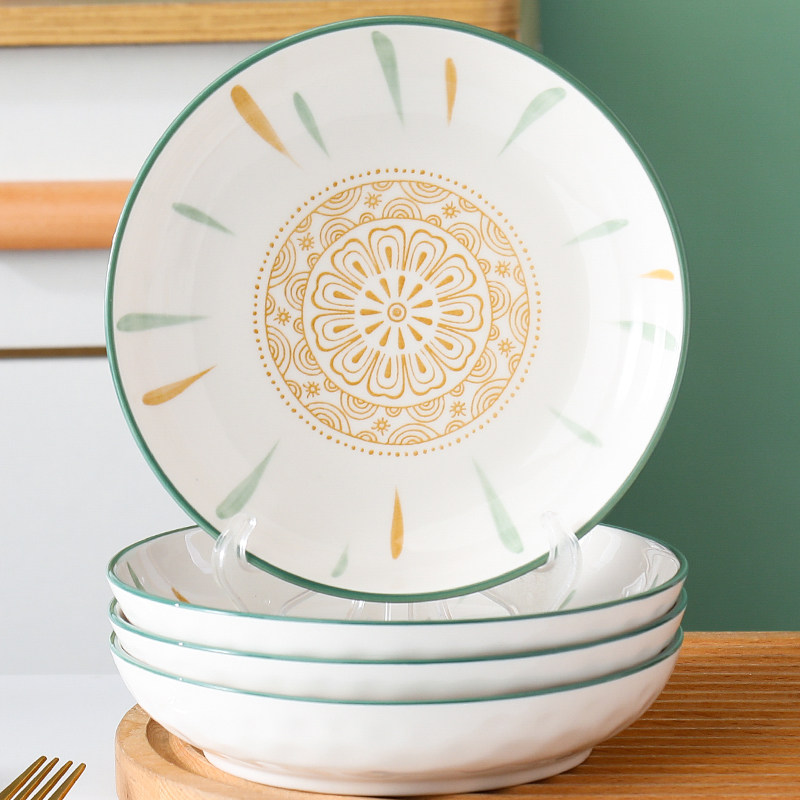 炒菜盘子菜盘家用2022新款日式餐盘备菜深盘圆形碟子陶瓷碗盘套装,餐饮具,盘,淘宝优惠券,粉丝福利购,淘宝优惠卷