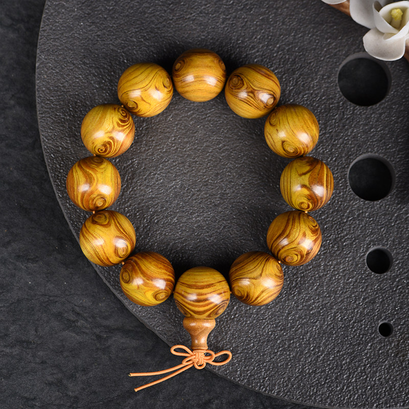 黄金柚对眼佛珠手串木质似黄花梨鬼脸取芯文玩饰品男女款手链厂家