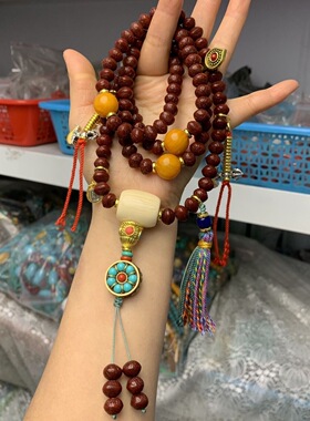 尼泊尔包浆仿凤眼菩提108佛珠手串念珠带配饰文玩男女批发9mm