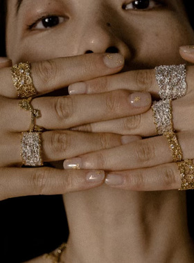 复古轻奢百搭蕾丝开口宽戒女款