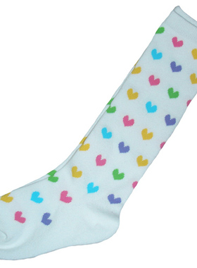 乐天BABY*日单 3-5岁白色心形全棉秋冬厚款高筒袜