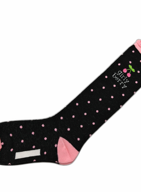 乐天BABY*日单 3-10岁女童黑色波点棉质春秋中厚款高筒袜