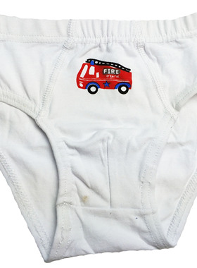 乐天BABY*Day&Night  1-5岁男童白色消防车全棉三角短裤内裤