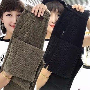 高腰显瘦直筒裤 休闲裤 女 2025秋冬加绒加厚新款 中老年妈妈阔腿长裤