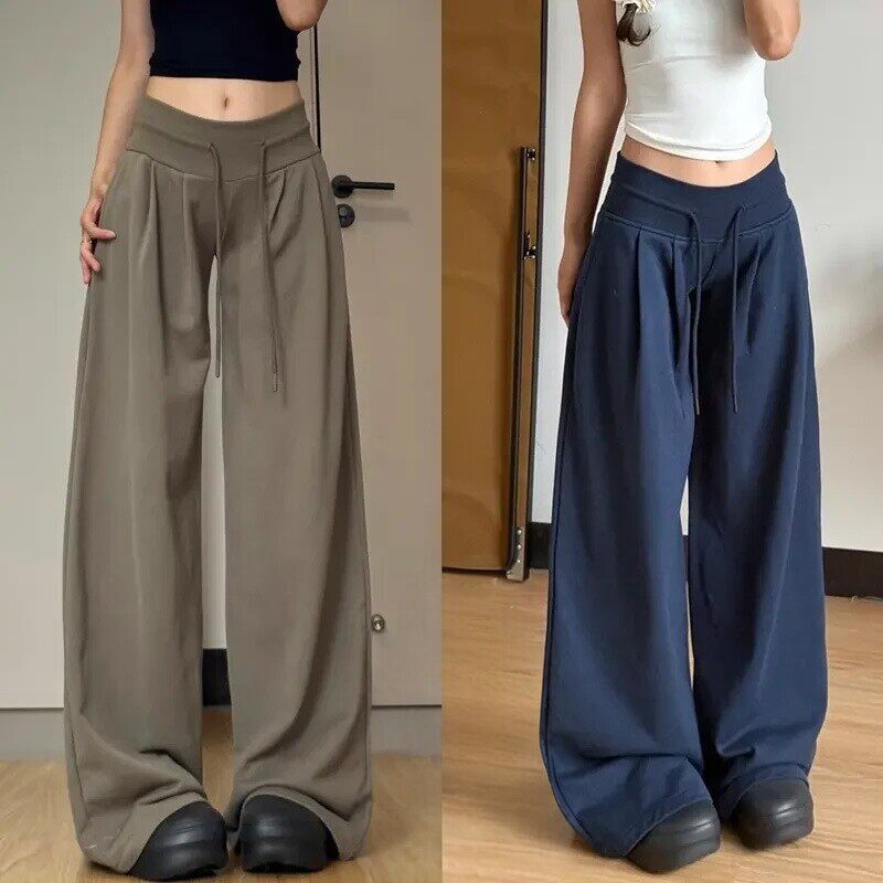 运动裤女2026新款宽松显瘦直筒垂感薄款休闲小个子美式复古阔腿裤