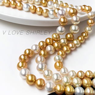 南洋金珠混彩珍珠项链天然海水珍珠跳色设计感大颗粒珍珠锁骨链