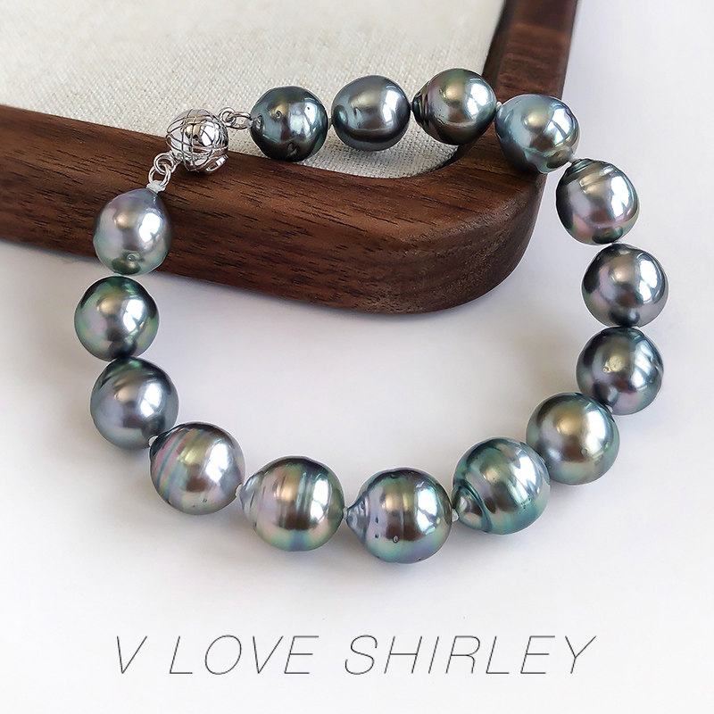 铂金灰色大溪地珍珠手链薇爱秀丽