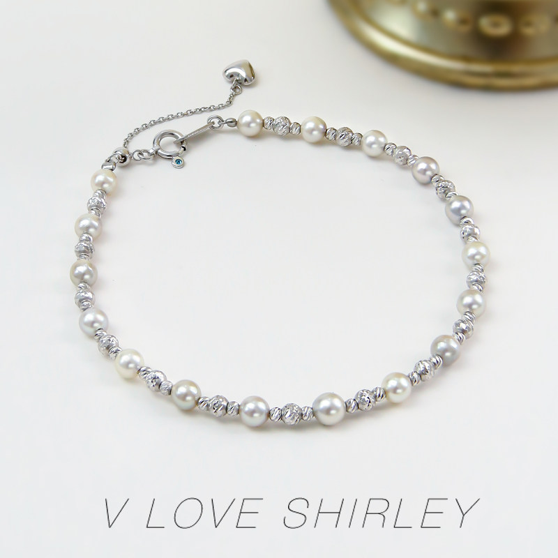 『繁星』小点位精致感akoya混彩珍珠手链18k金菠萝珠天然海水珍珠