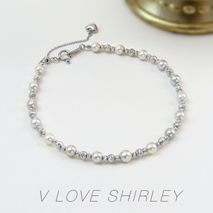 小点位精致感akoya混彩珍珠手链18k金菠萝珠天然海水珍珠 繁星