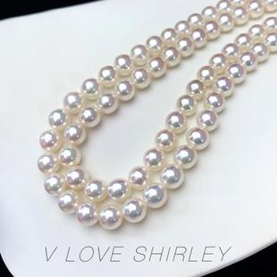 真科研FA证akoya珍珠项链8-8.5mm海水珍珠颈链强镜面光泽珍珠串链
