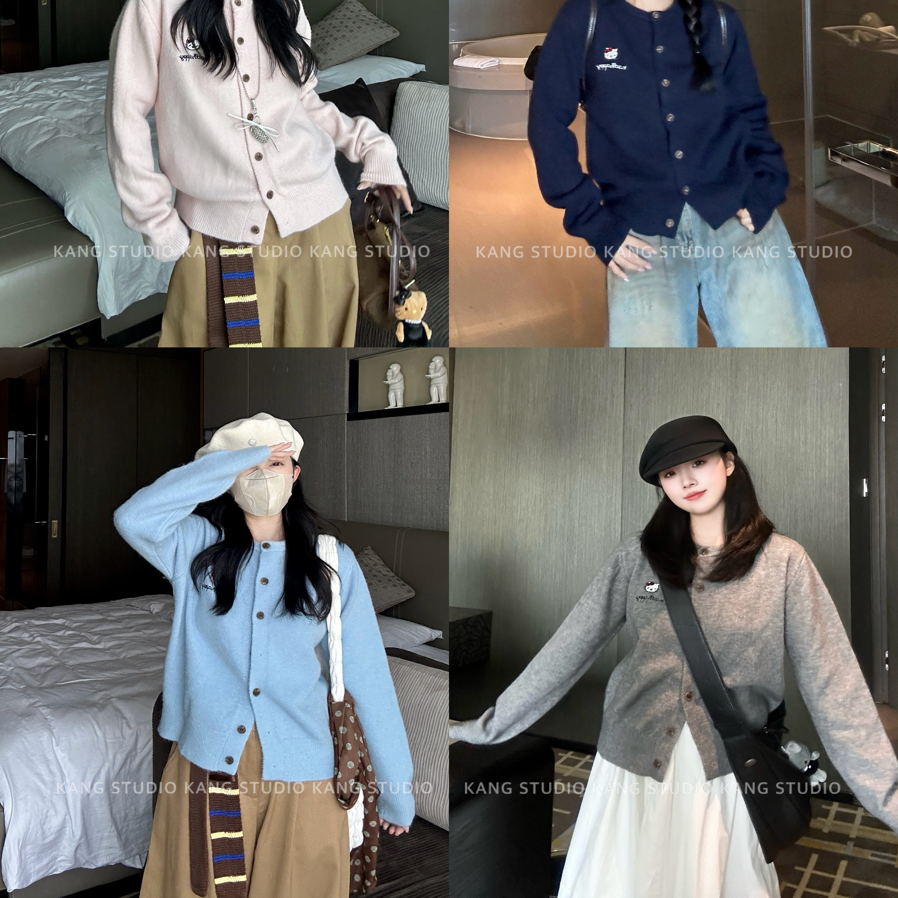 康康 秋季上新 甜美韩系针织开衫慵懒宽松百搭减龄多色毛衣上衣