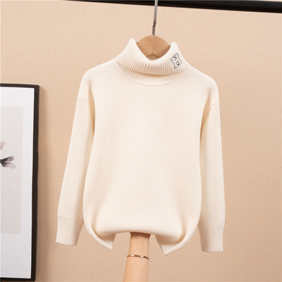 男童高领毛衣一体绒加绒加厚2025新款女童冬季打底衫韩版毛衣潮