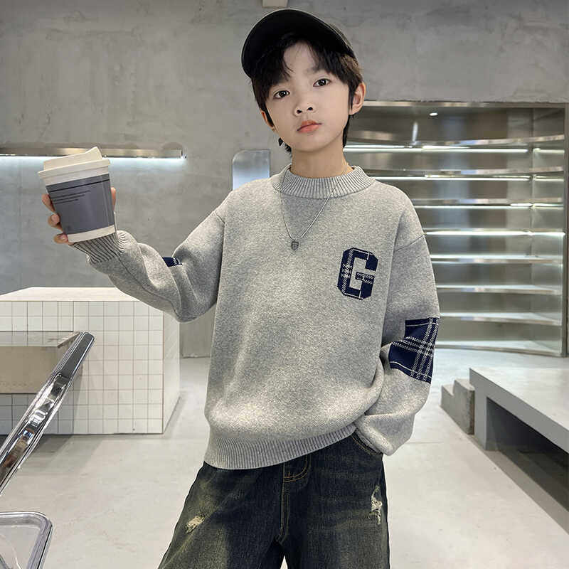 男童毛衣秋冬针织衫儿童圆领加厚中大童男孩洋气打底衫加绒保暖潮,童装/婴儿装/亲子装,毛衣/针织衫,淘宝优惠券,粉丝福利购,淘宝优惠卷