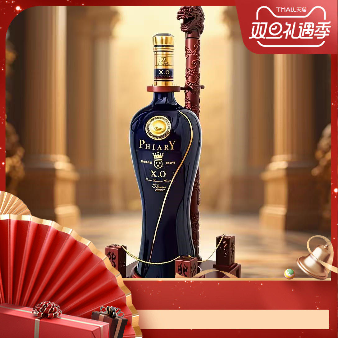 法国进口原液大瓶洋酒菲亚利XO白兰地陶瓷瓶120斤袋龙头实木酒架