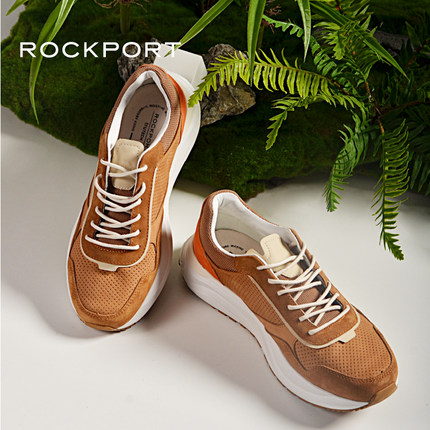 Rockport/乐步休闲运动鞋男士2025春秋新款真牛皮厚底跑步鞋子