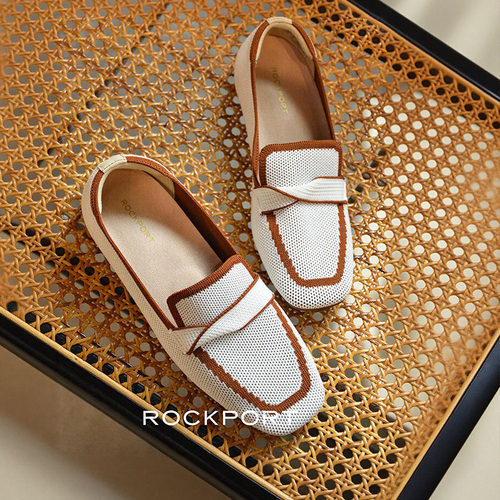 Rockport/乐步女鞋休闲轻便舒适一脚蹬透气飞织乐福鞋2025年春夏