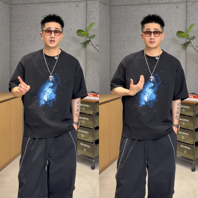 男士宽松印花休闲帅气潮流T恤衫