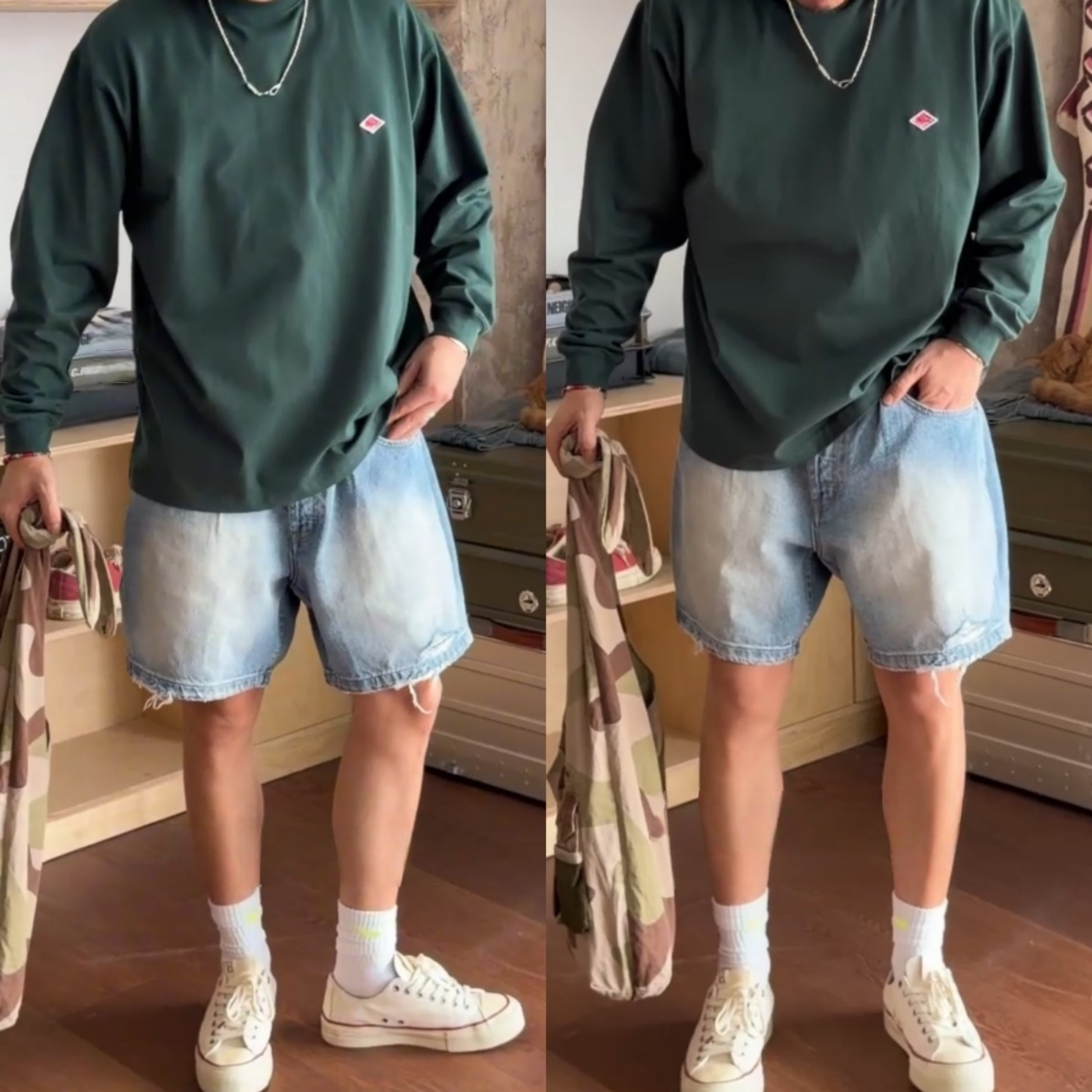 个性破洞男潮流休闲直筒牛仔短裤