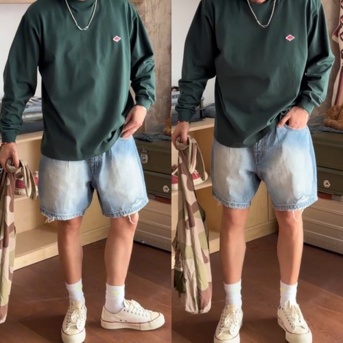 个性破洞男潮流休闲直筒牛仔短裤