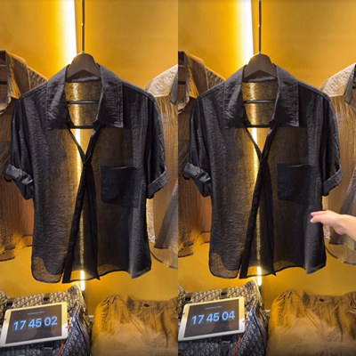 男士轻奢褶皱半袖斜襟衬衫