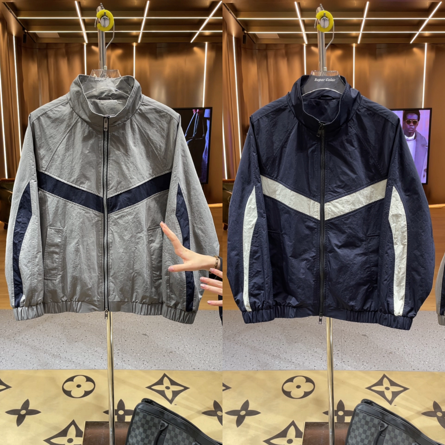 春季男士潮流百搭拼接撞色青春活力休闲风格痞帅男士立领夹克外套