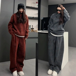 定制男士加绒时尚套装冬季新款简约百搭舒适加绒卫衣休闲裤两件套