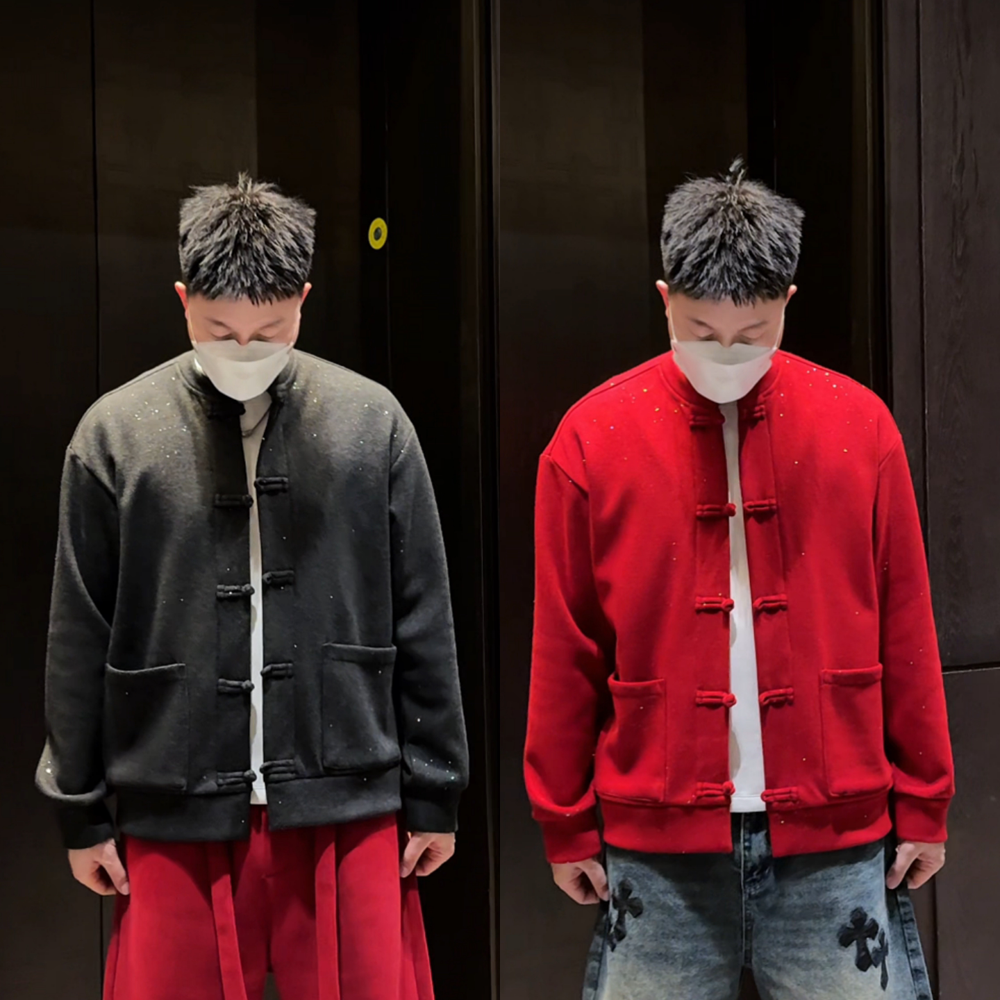 新中式国风新年限定冬季上新洋气简约盘扣满天星设计休闲开衫外套