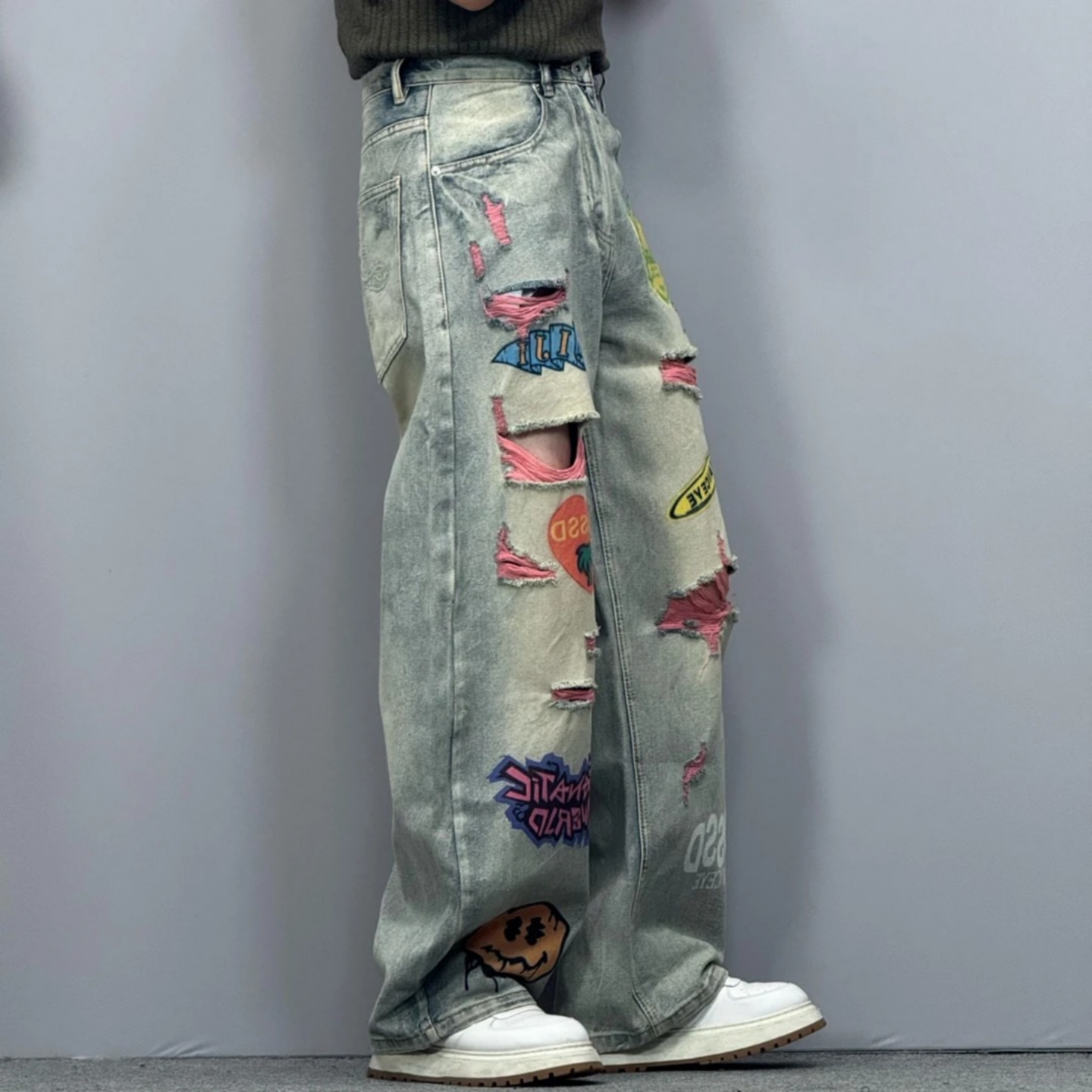 潮流高级感宽松弯刀痞帅牛仔裤