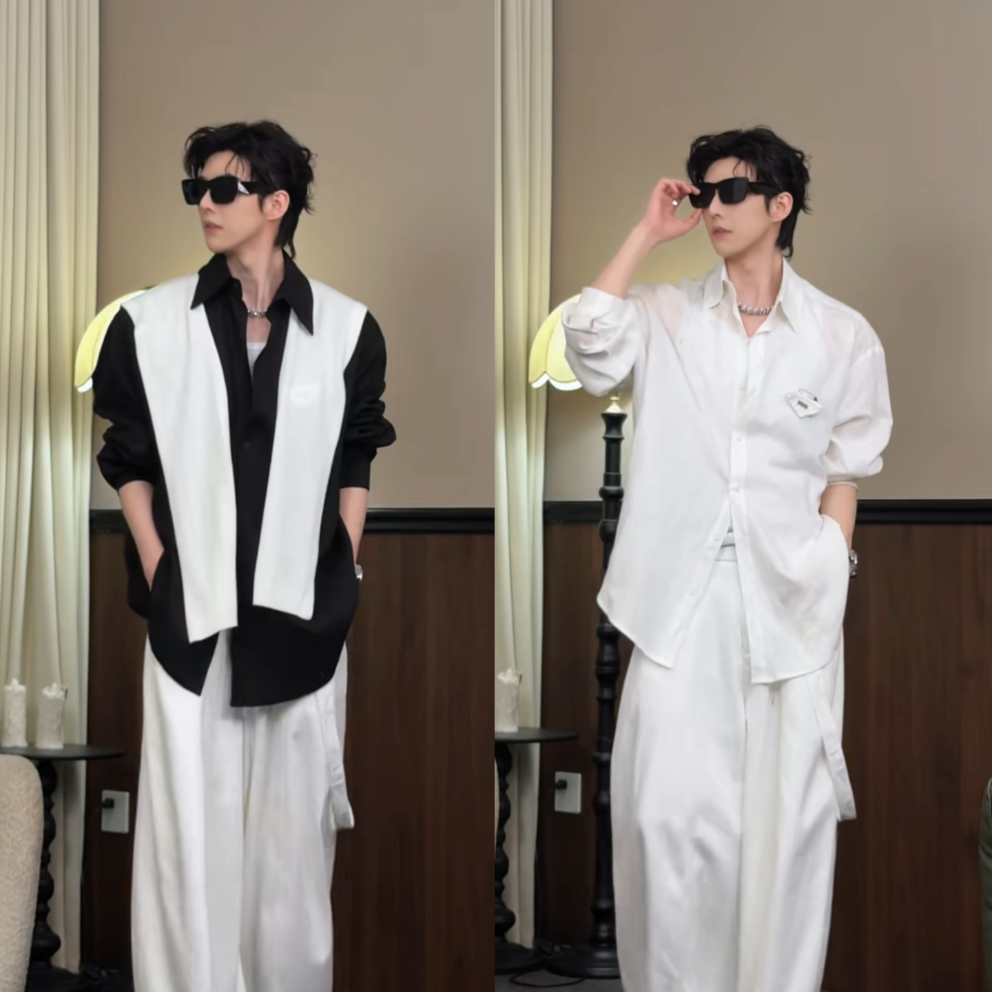 男士春夏清凉透气炫彩长袖衬衫