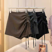 女装 2026春季 高腰显瘦时尚 胖mm大码 不规则抽绳a字半身裙短裙裤 潮
