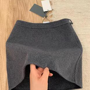 大码 遮肉灰色呢子短裙 a字毛呢半身裙女高腰一步包臀裙胖mm秋冬季