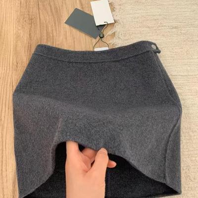 大码a字毛呢半身裙女高腰一步包臀裙胖mm秋冬季遮肉灰色呢子短裙