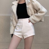 包臀阔腿显瘦高腰辣妹直筒靴裤 黑色西装 外穿时尚 女紧身春夏季 短裤