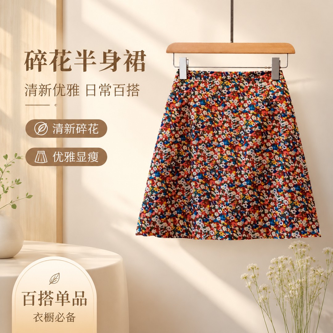 高级感时髦洋气碎花半身裙