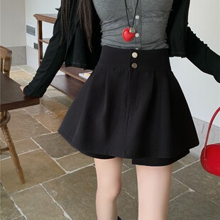 外穿 A字阔腿短裤 设计感花苞裙裤 女春夏微胖m复古减龄百褶高腰西装