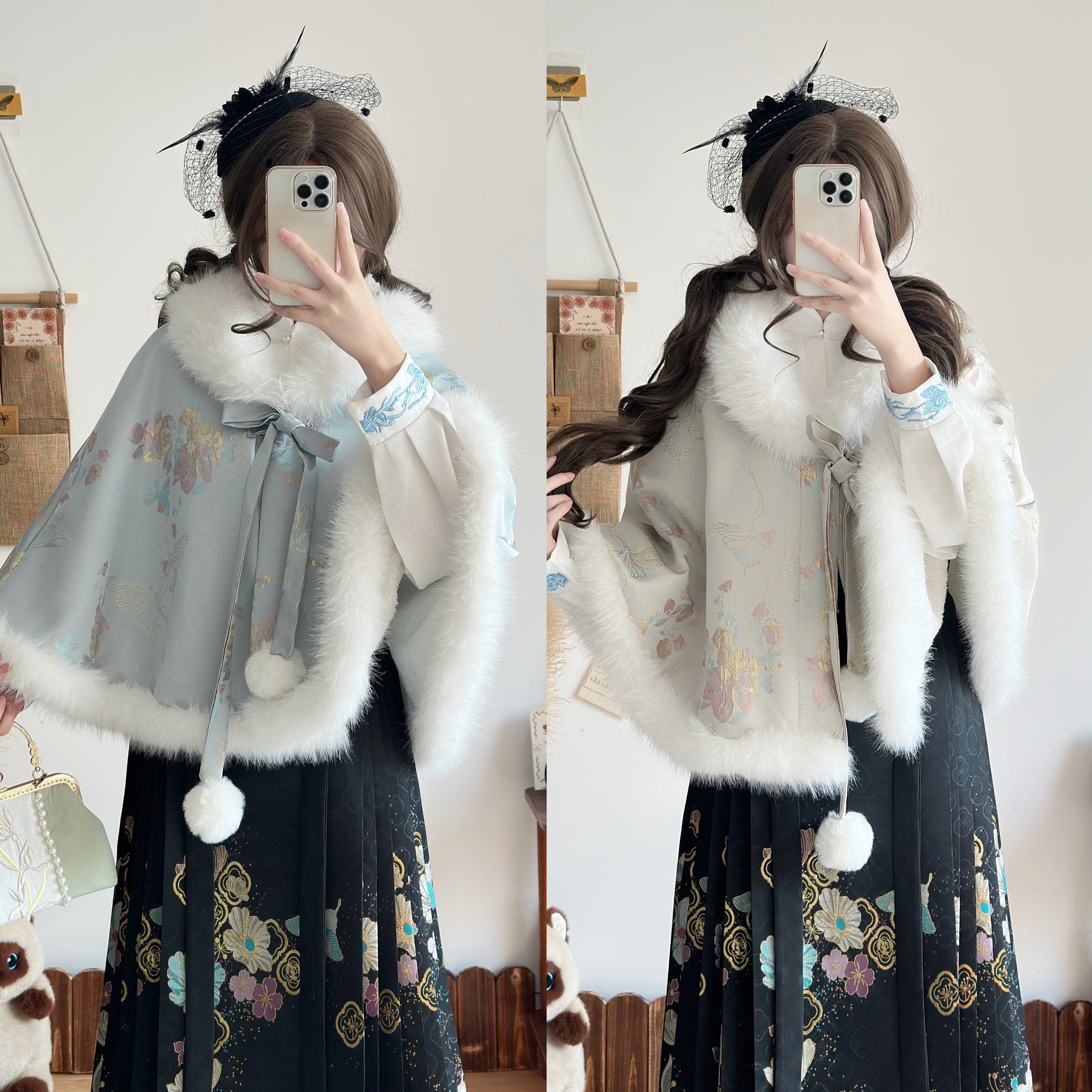 惜缘记冬时尚保暖新款新中式汉元素国风织金短款小斗篷披肩,女装/女士精品,汉服套装,淘宝优惠券,粉丝福利购,淘宝优惠卷