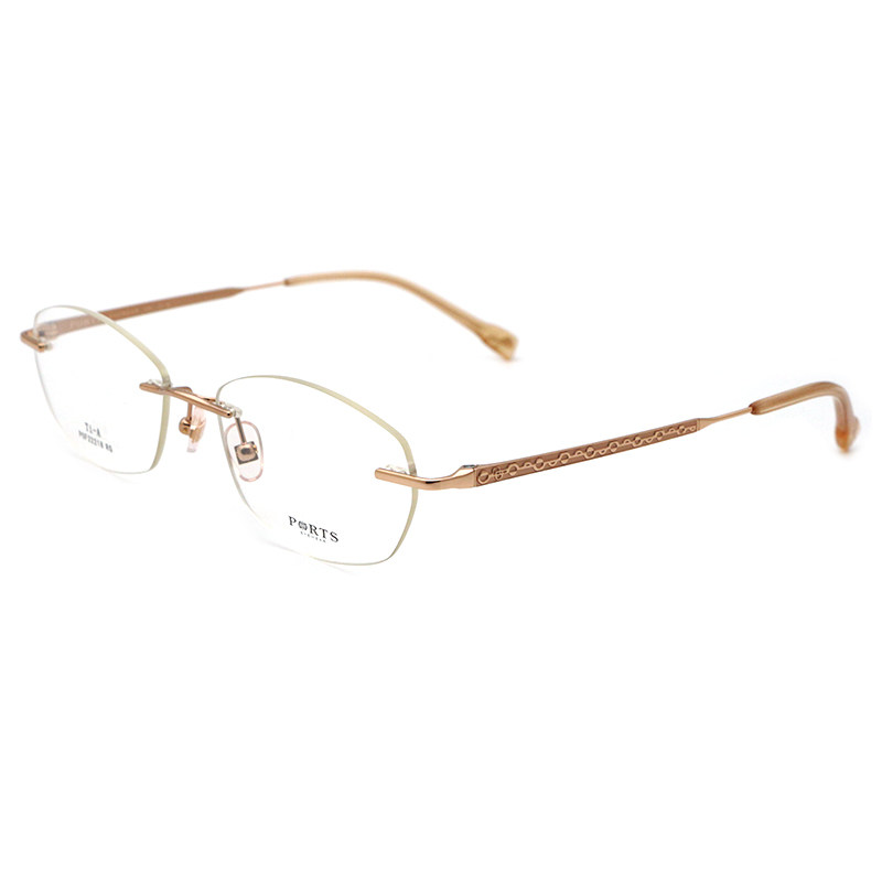 PORTS新款 眼镜架女无框钛架轻舒适气质近视镜配镜框POF22218