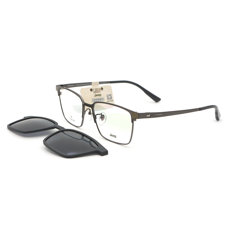 Jeep吉普磁铁套镜 磁吸偏光夹片全方框眼镜框架近视太阳镜男T9037