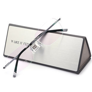 微帕V牌眼镜架新款超轻羽毛钛无框男女素颜可配高度近视眼镜V002T