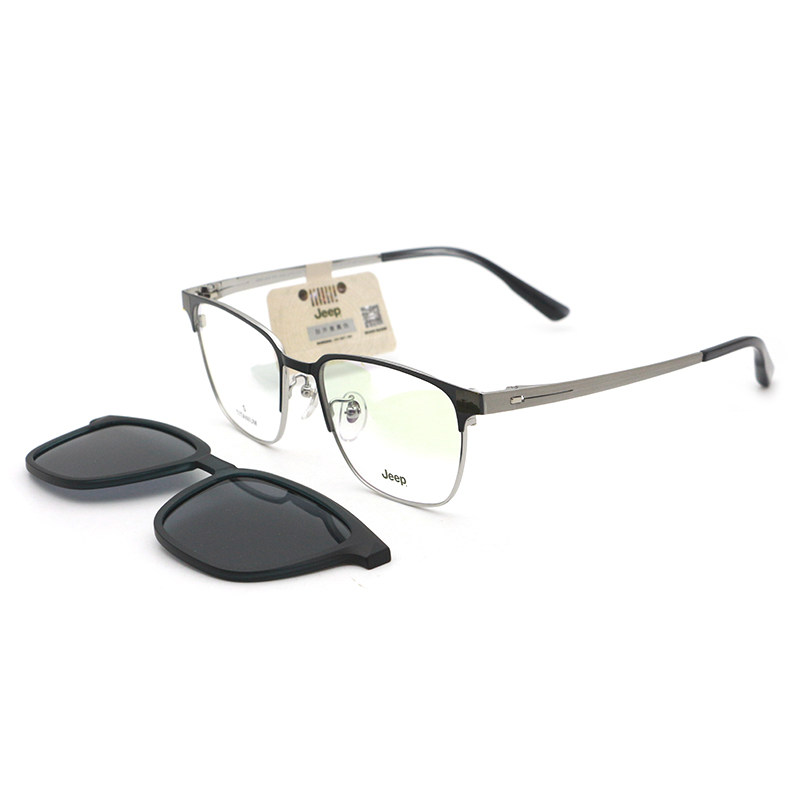 Jeep吉普磁铁套镜 磁吸偏光夹片全方框眼镜框架近视太阳镜男T9034