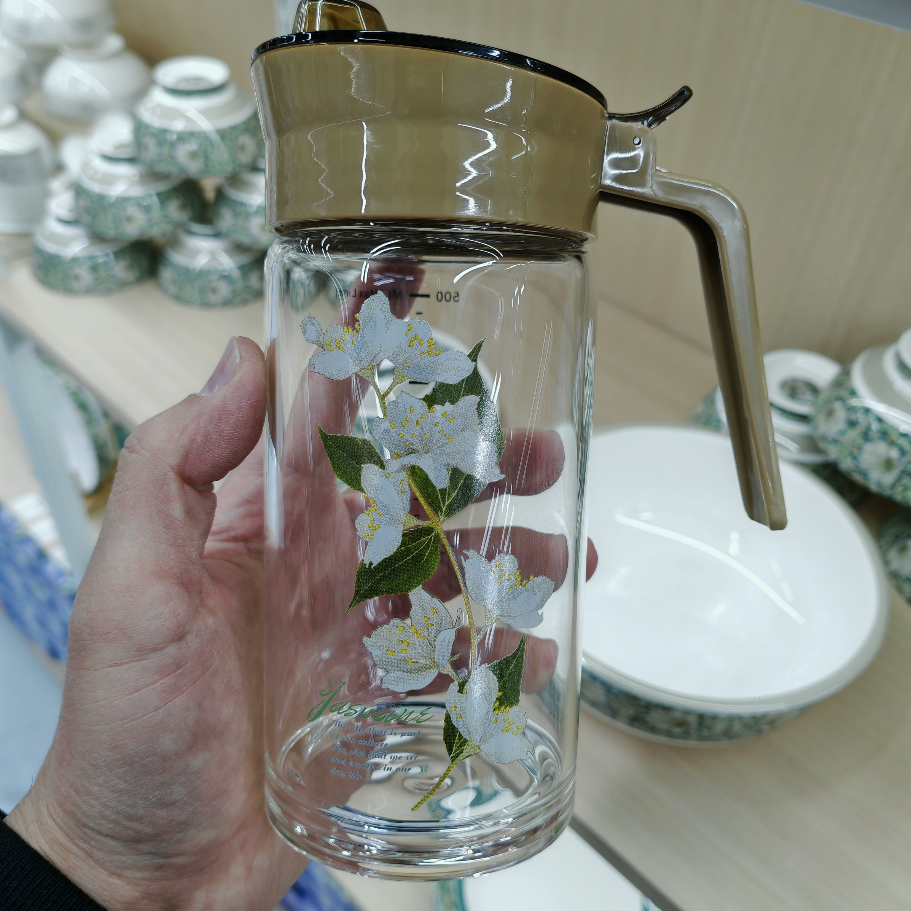 出口韩国玻璃油壶厨房油瓶大中小号茉莉花调味瓶调料瓶酱油瓶防漏
