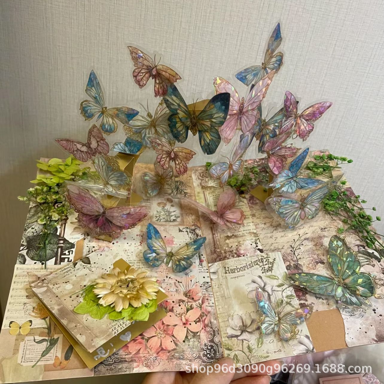 小红书同款炫彩鎏金蝴蝶立体书