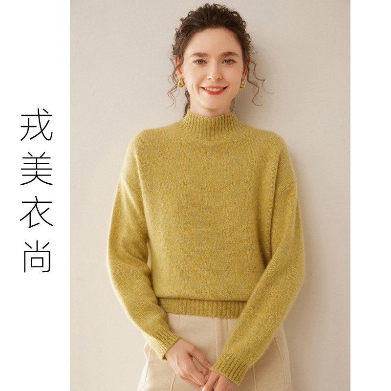 戎美衣尚女半高领山羊绒衫套头加厚针织衫打底衫毛衣彩色花纱保暖,女装/女士精品,羊绒衫,淘宝优惠券,粉丝福利购,淘宝优惠卷