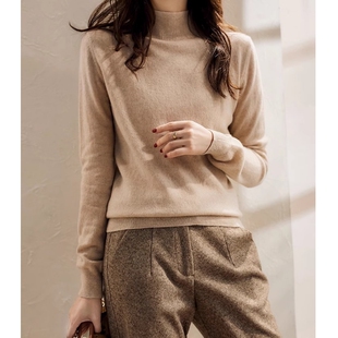 女秋冬新款 戎美衣尚羊绒衫 清仓 半高领套头羊毛毛衣打底衫 断码