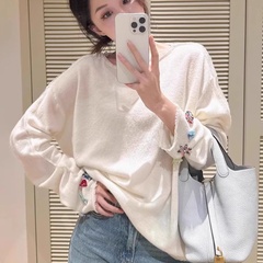 戎美衣尚羊绒羊毛针织衫女欧货宽松慵懒薄款毛衣打底别致外穿上衣